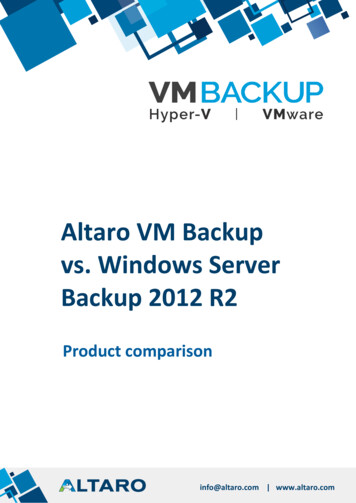 Altaro VM Backup Vs. Windows Server Backup 2012 R2