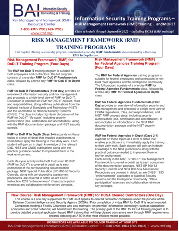 Risk Management Framework (RMF) Information Security Training Programs .