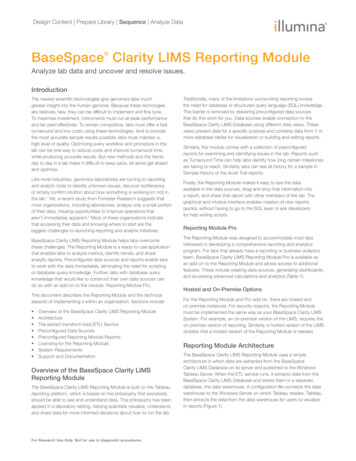 BaseSpace Clarity LIMS Reporting Module