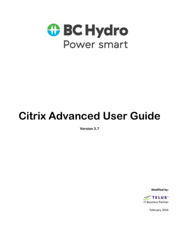 Citrix Advanced User Guide - BC Hydro