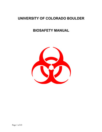 Biosafety Manual University Of Colorado Boulder 120621[80]