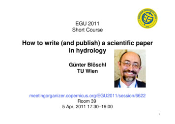 How To Write (and Publish) A Scientific Paper In Hydrology