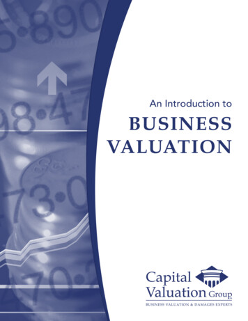 An Introduction To BUSINESS VALUATION