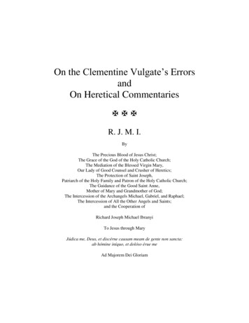 On The Clementine Vulgate’s Errors And On Heretical .