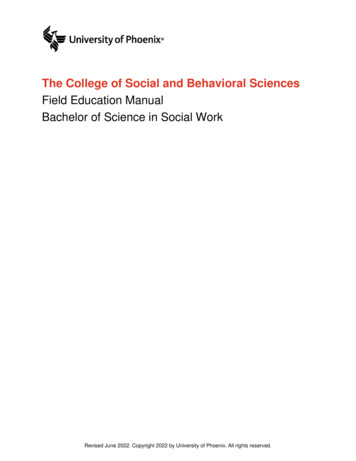 Field Education Manual Bachelor Of Science In Social Work
