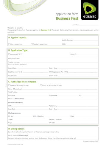 Application Form Business First - Etisalat