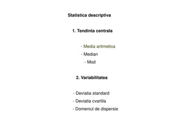 Statistica Descriptiva 1. Tendinta Centrala - Babeș-Bolyai University