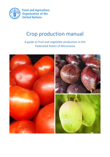 Crop Production Manual - Food And Agriculture Organization