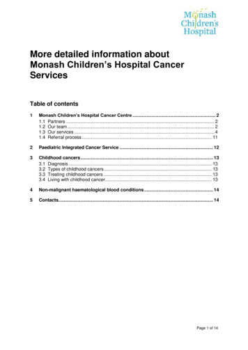 Cancer More About Us - Monash Children's Hospital