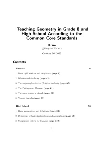 Teaching Geometry In Grade 8 And High School According To .
