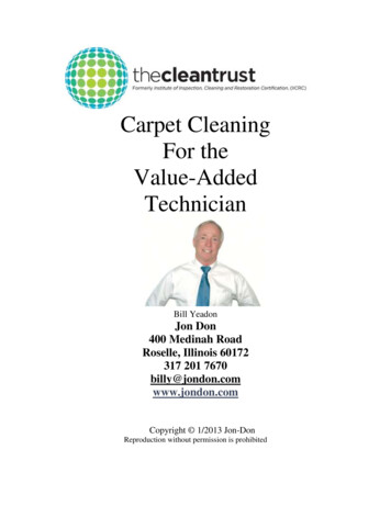 Carpet Cleaning For The Value-Added Technician - Jon-Don