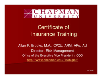 Certificate Of Insurance (COI) Training - Chapman University