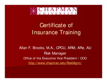Certificate Of Insurance Training - Chapman University