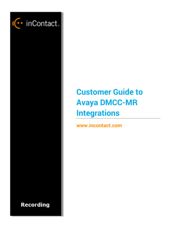 Customer Guide To Avaya DMCC-MR Integrations - NICE Ltd.