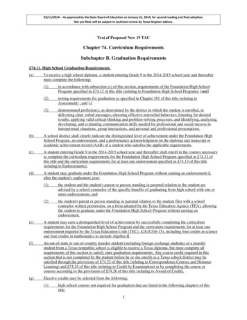 Subchapter B. Graduation Requirements - Socorro Independent School District