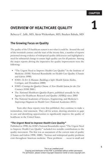 OVERVIEW OF HEALTHCARE QUALITY - ACHE