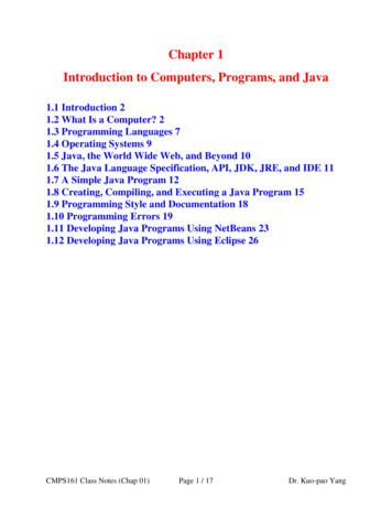 Chapter 1 Introduction To Computers, Programs, And Java