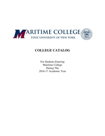 COLLEGE CATALOG - SUNY Maritime College