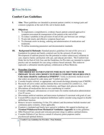 Comfort Care Guidelines - Perelman School Of Medicine At .