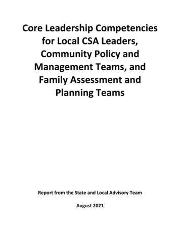 Core Leadership Competencies For Local CSA Leaders .