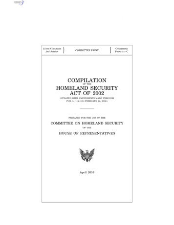 COMPILATION HOMELAND SECURITY ACT OF 2002