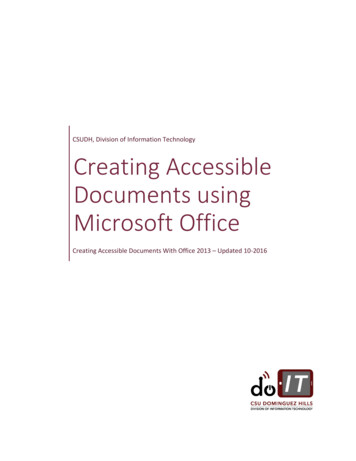 Creating Accessible Documents Using Microsoft Office