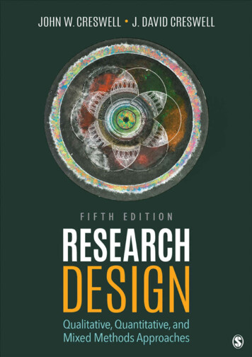 Research Design: Qualitative, Quantitative, And Mixed .