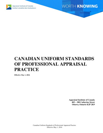 CANADIAN UNIFORM STANDARDS OF PROFESSIONAL 