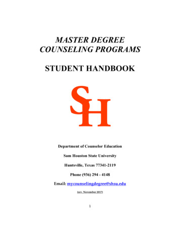 Department Of Counselor Education Master's Handbook