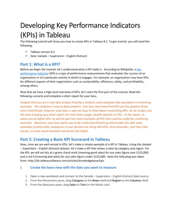 Developing Key Performance Indicators (KPIs) In Tableau