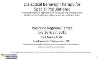 Dialectical Behavior Therapy For Special Populations