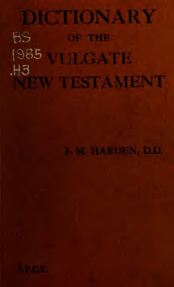 Dictionary Of The Vulgate New Testament - Internet Archive