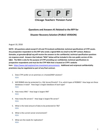 Questions And Answers #1 Related To The RFP For Disaster . - CTPF