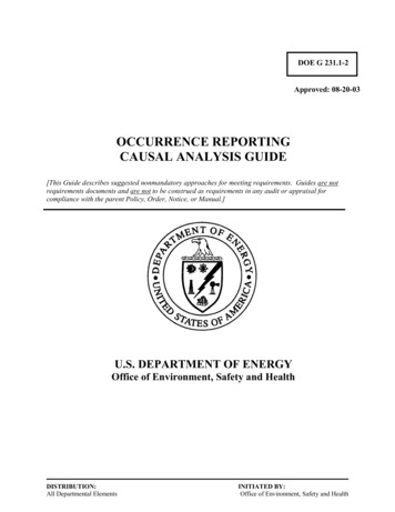 OCCURRENCE REPORTING CAUSAL ANALYSIS GUIDE