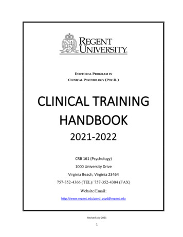 CLINICAL SYCHOLOGY (PSY CLINICAL TRAINING HANDBOOK - Regent University