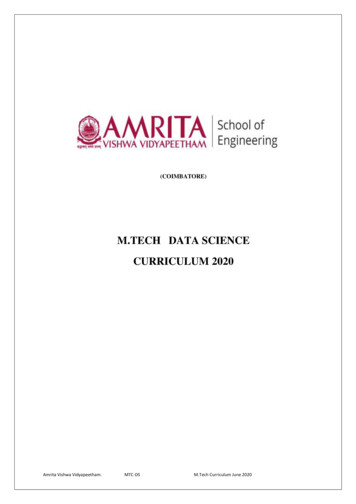 M.TECH DATA SCIENCE CURRICULUM 2020