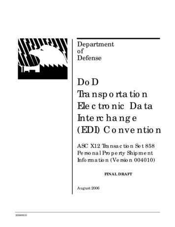 DoD Transportation Electronic Data Interchange (EDI) Convention