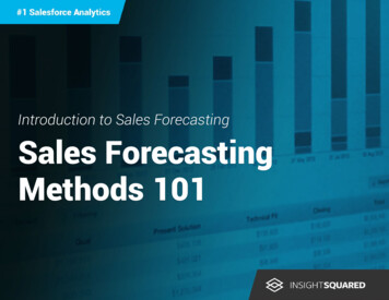 Introduction To Sales Forecasting Sales Forecasting .