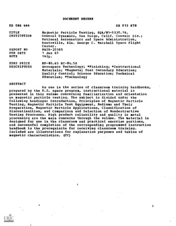 DOCUMENT RESUME SE 013 878 Magnetic Particle Testing, 