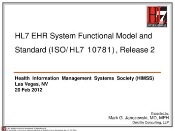 HL7 EHR System Functional Model And Standard (ISO/HL7 10781)