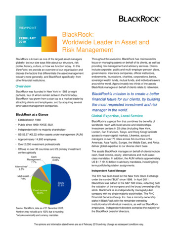 BlackRock Worldwide Leader In Asset And Risk Management