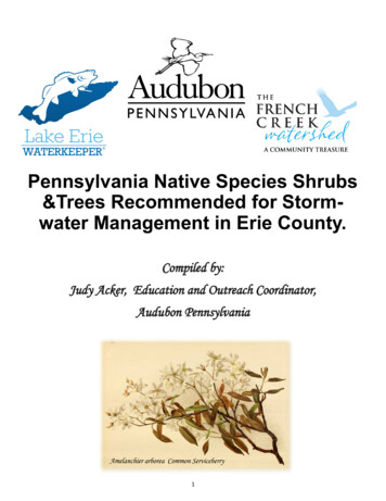 Pennsylvania Native Species Shrubs &Trees Recommended 