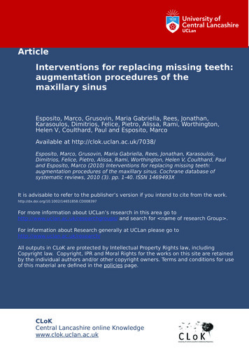 Interventions For Replacing Missing Teeth: Augmentation Procedures Of .
