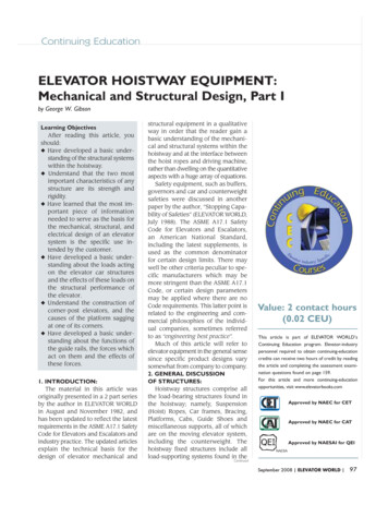 ELEVATOR HOISTWAY EQUIPMENT: Mechanical And 