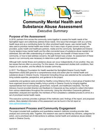 Community Mental Health And Substance Abuse Assessment