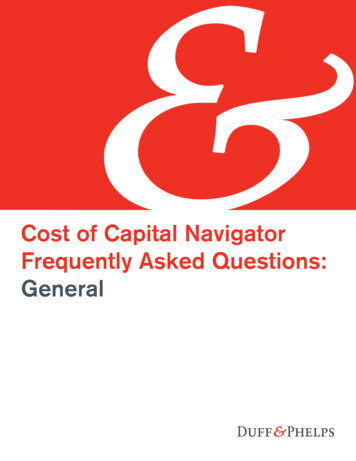 Cost Of Capital Navigator Frequently Asked Questions: General