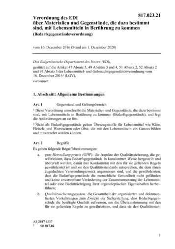 Verordnung Des EDI 817.023.21 über Materialien Und . - Admin.ch