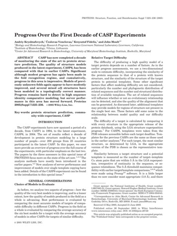 Progress Over The First Decade Of CASP Experiments - UMD