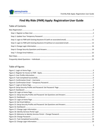 Find My Ride (FMR) Apply: Registration User Guide