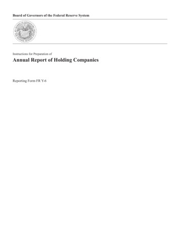 Annual Report Of Holding Companies - Federal Reserve